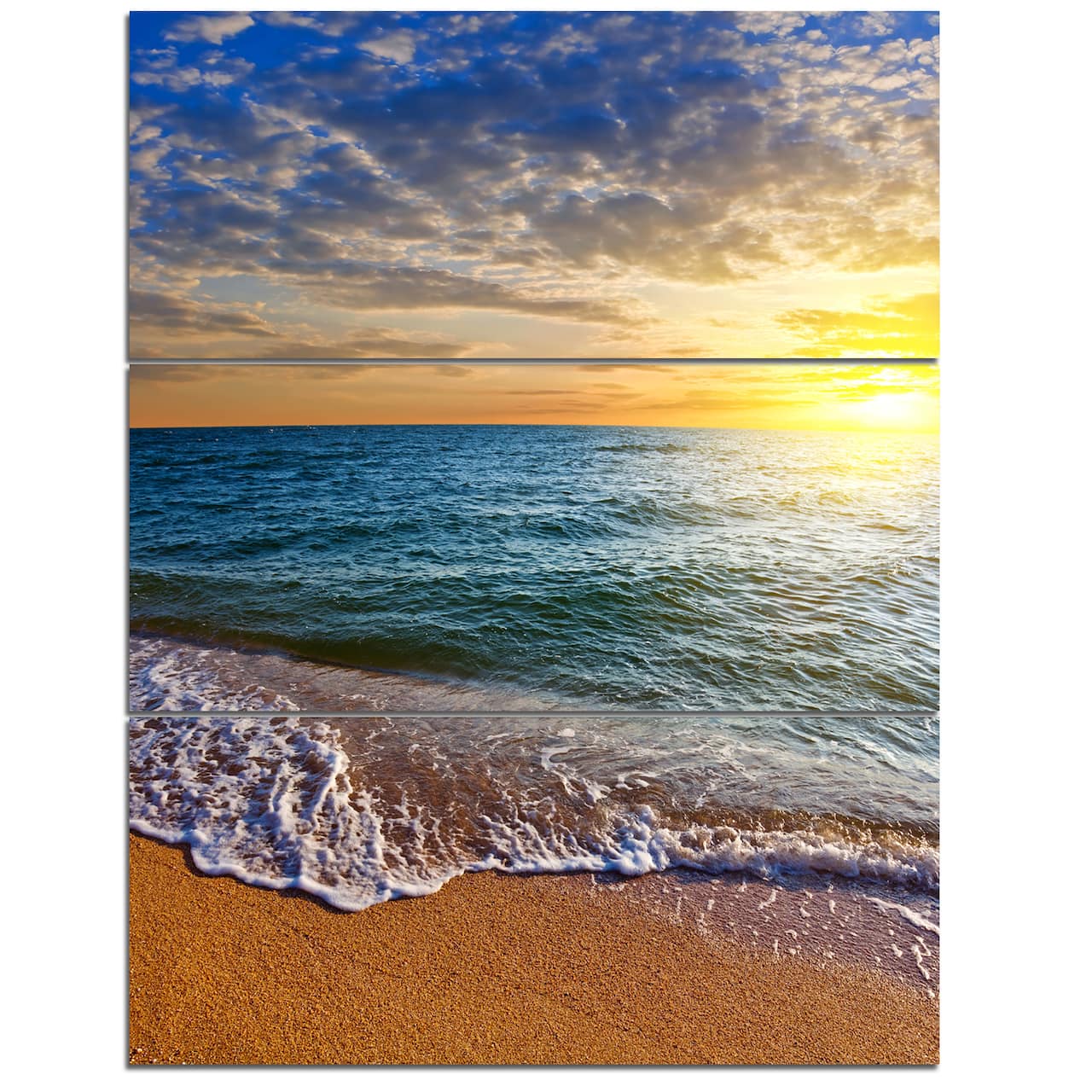 Designart - Layers of Colors on Sunrise Beach - Seascape Canvas Art Print